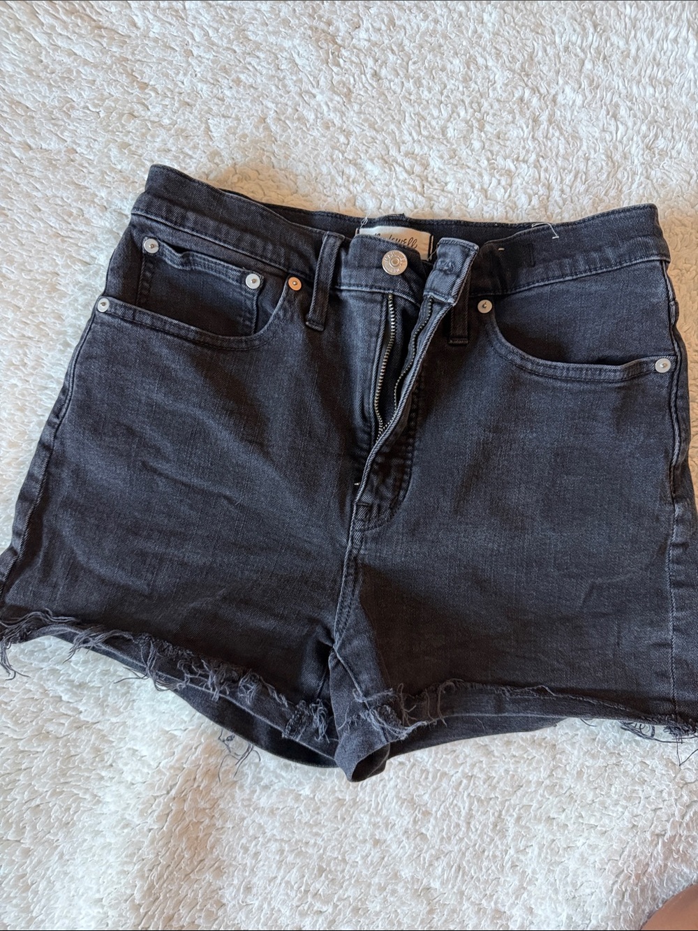Madewell High-Rise Black Frayed Hem Women's Denim Shorts